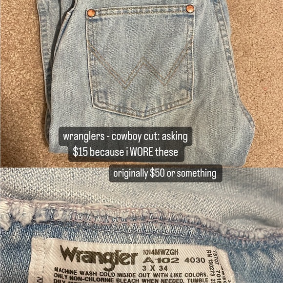 SOLD !!! cowboy cut wrangler jeans - Picture 1 of 1